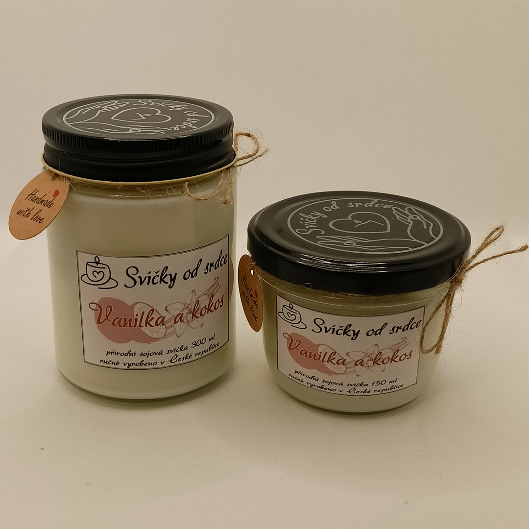 Sójová svíčka s vůní Vanilka a kokos
